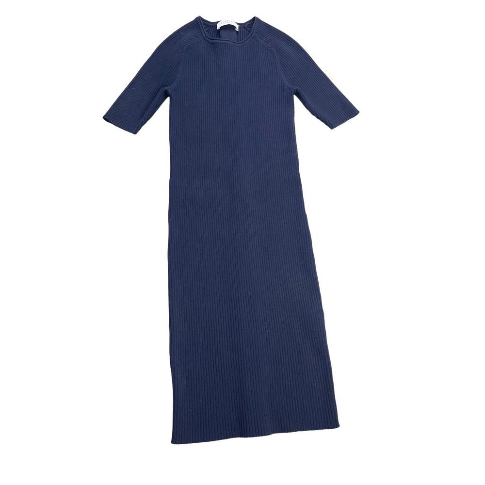 Everlane Navy Knit Ribbed Stretch Short Sleeve Bodycon Sweater Dress size S